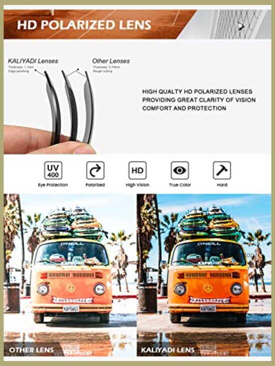 Polarized Sunglasses with UV Protection, Classic Retro Square Frame main image 5